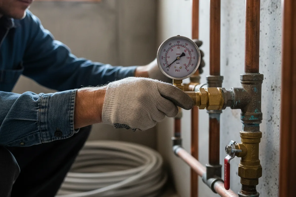 Pressure testing a repaired line during Water Line Repair in Pocahontas